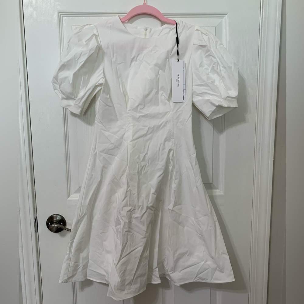 NWT White Puff Sleeve Peacebird Dress